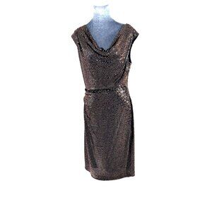 Vince Camuto Gold Sequin Cowl Neck Sleeveless Cocktail Sheath Dress - Size 12